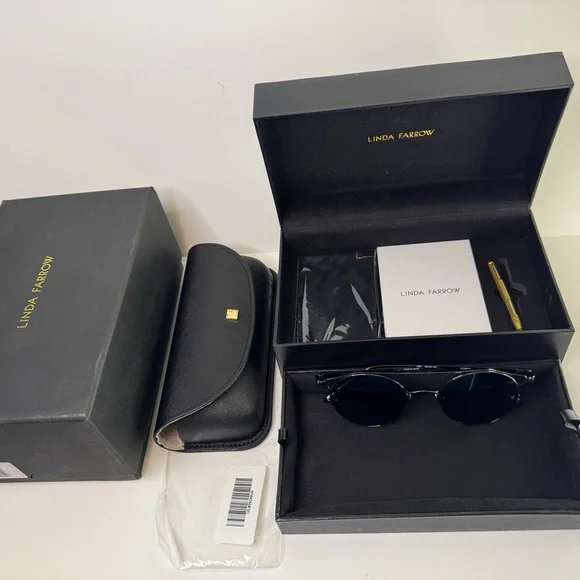 Linda Farrow LFL805C Round Black Unisex Sunglasses